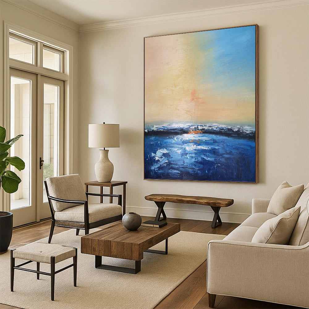 evening coastal scenic blue design 6